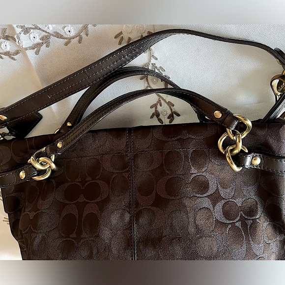 COACH Glitter Logo Brown Bag - Picture 6 of 8